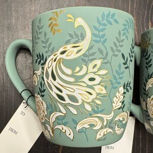 Peacock Motif Ceramic Mugs by